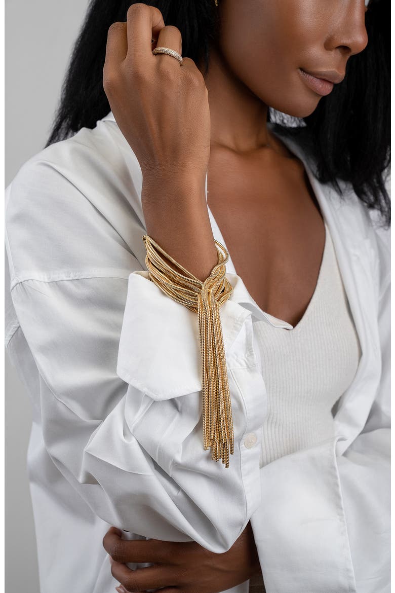 Multi Strand Textured Chain Bracelet, Alternate, color, GOLD