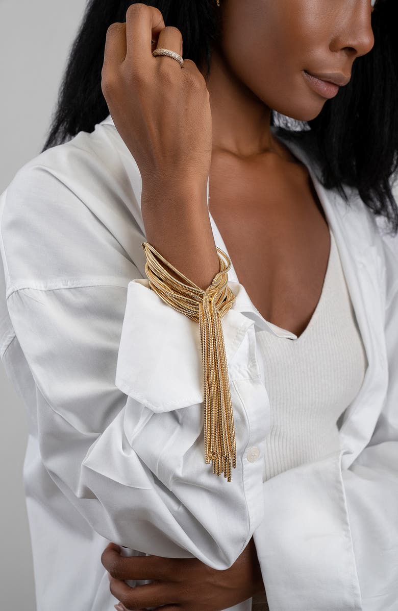 Adornia Multi Strand Textured Chain Bracelet, Alternate, color, Gold