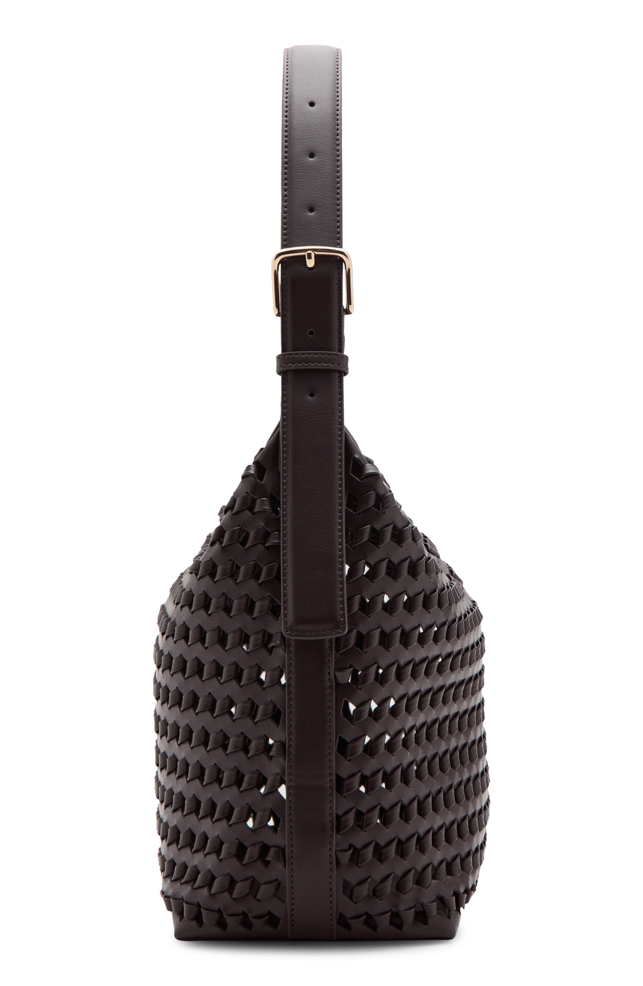 MANGO Braided Faux Leather Shoulder Bag, Alternate, color, 