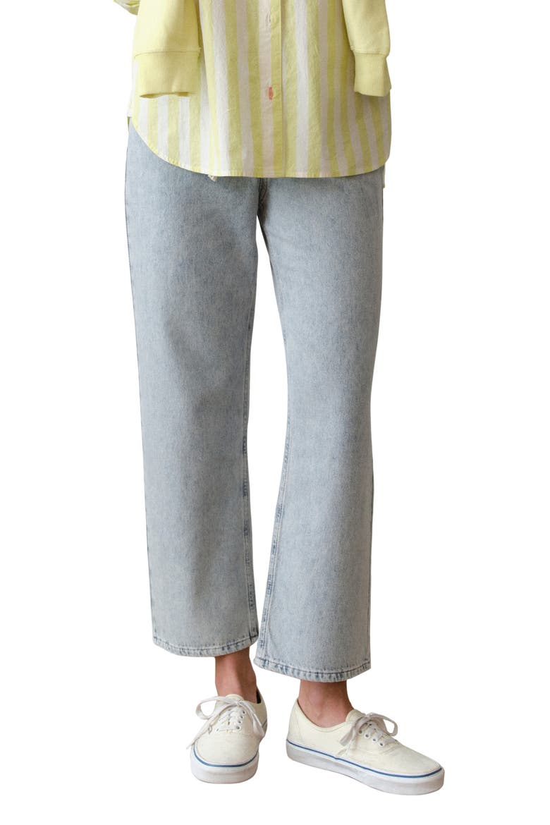 Ella Ankle Straight Leg Drawstring Pants, Main, color, LIGHT WASH