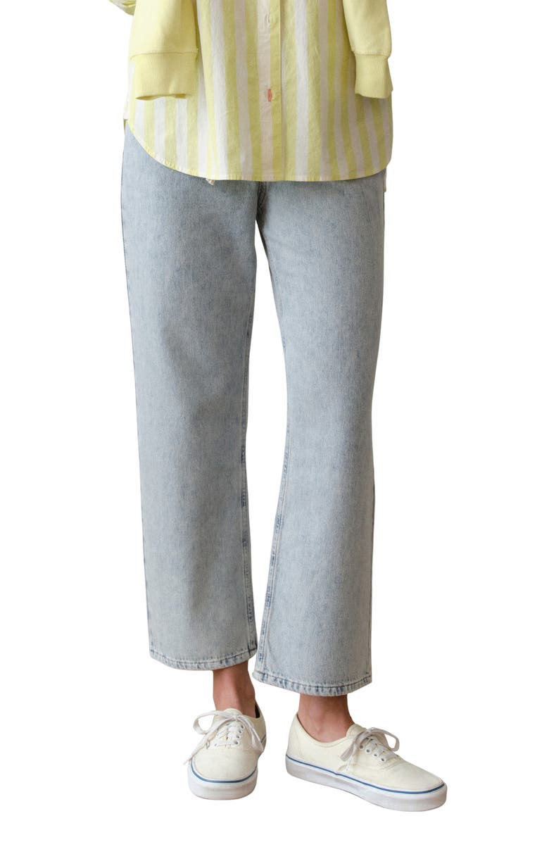 Marine Layer Ella Ankle Straight Leg Drawstring Pants, Main, color, Light Wash