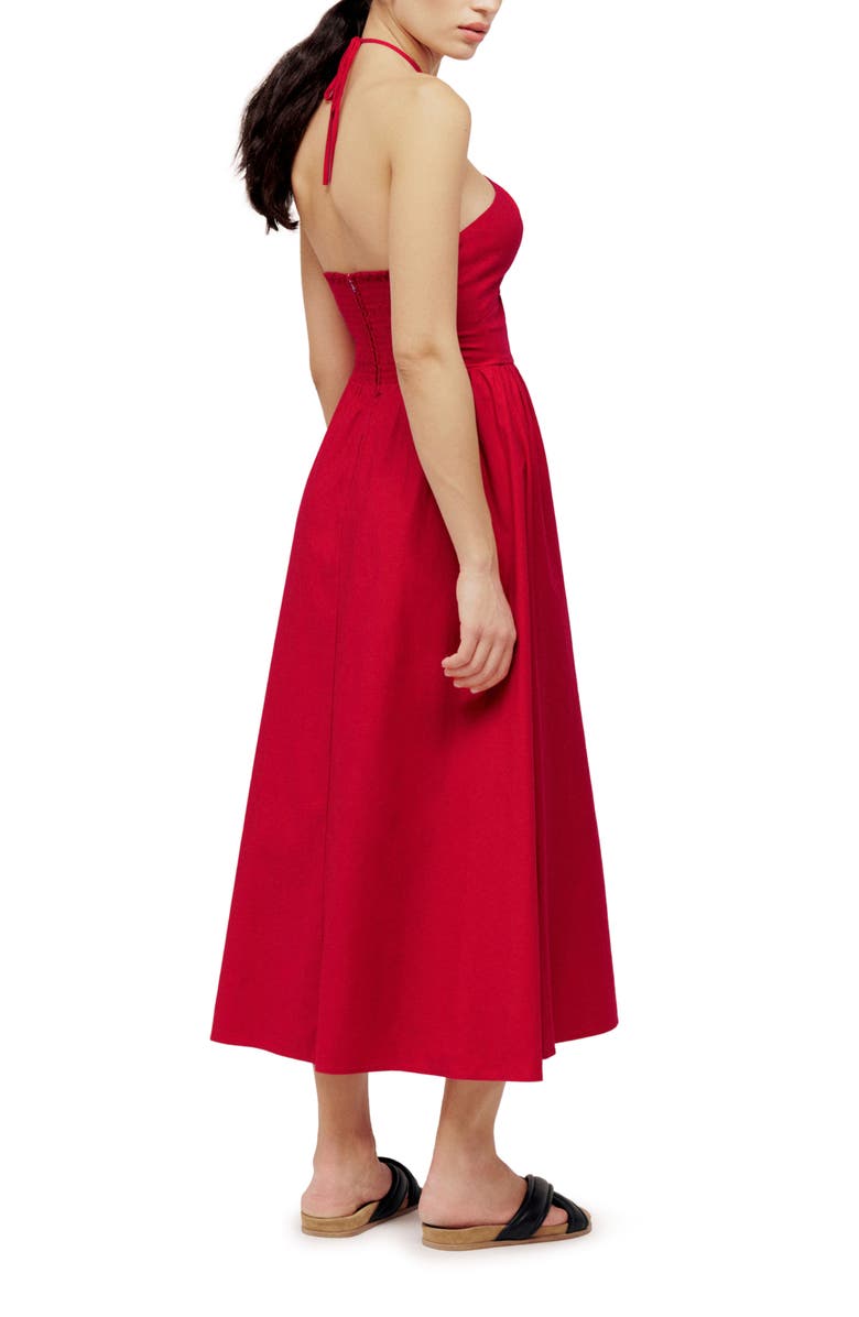 Reformation Stassie Halter Neck Dress, Alternate, color,