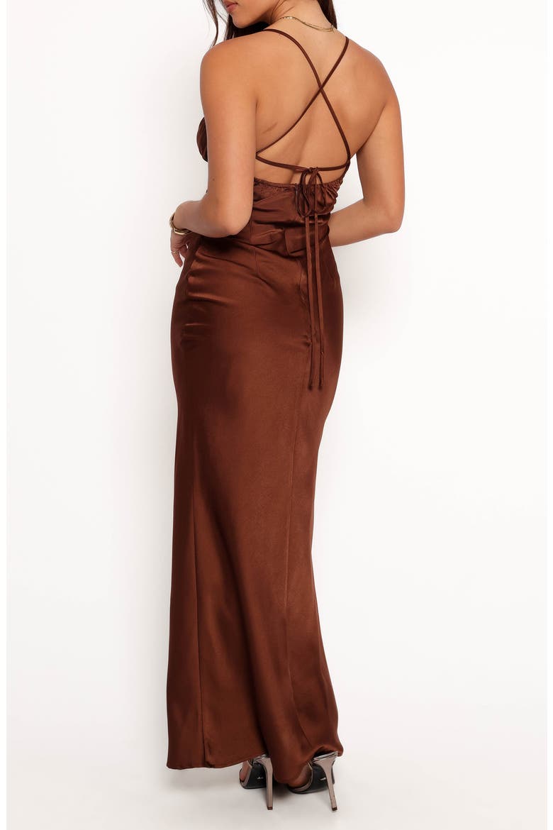 Amalia Satin Maxi Dress, Alternate, color, CHOCOLATE