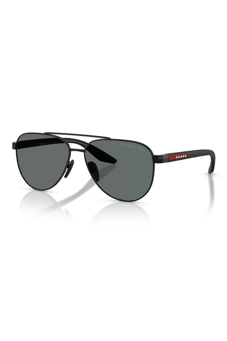 58mm Polarized Pilot Sunglasses, Alternate, color, BLACK
