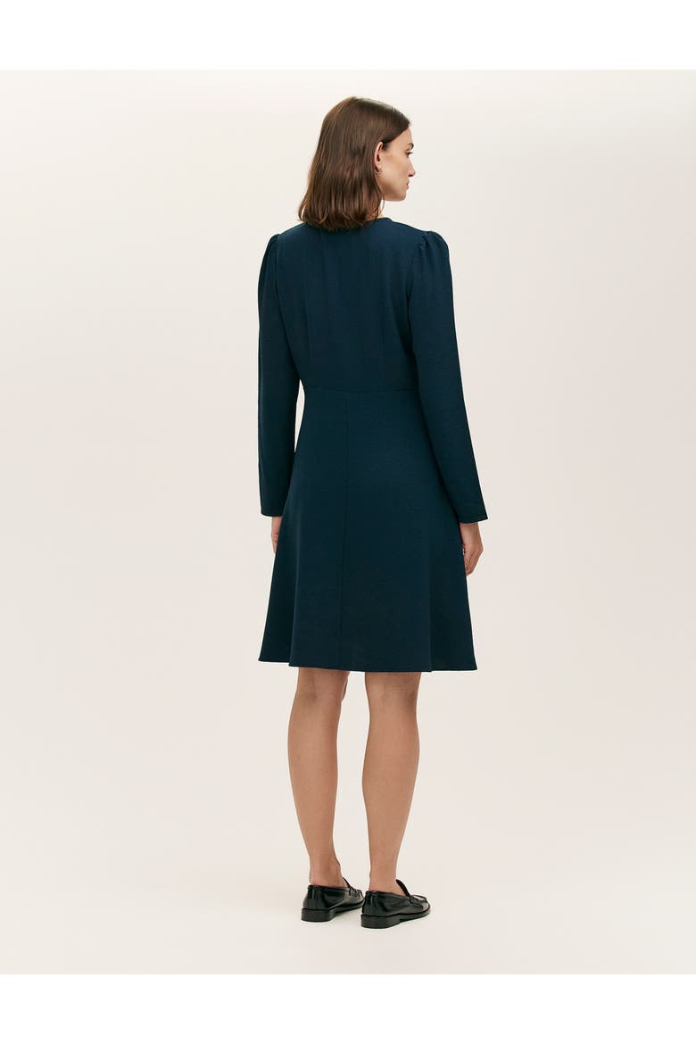 Shauna Crepe Long Sleeve Short Dress, Alternate, color, Navy