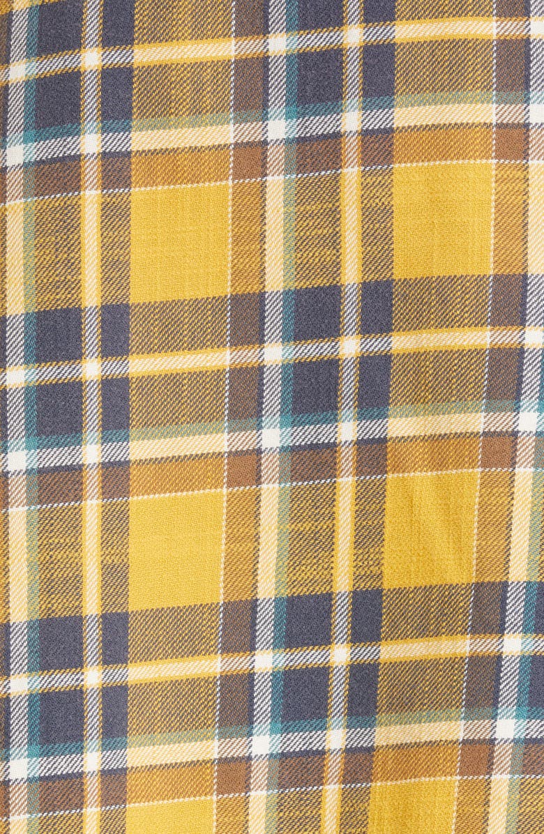 R13 Oversize Plaid Flannel Crop Button-Up Shirt, Alternate, color, 