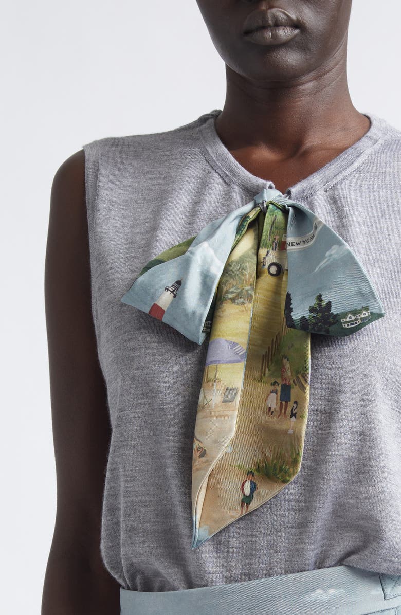 Thom Browne Nantucket Scenic Silk Tie Cashmere & Silk Blend Sweater Vest, Alternate, color, Light Grey