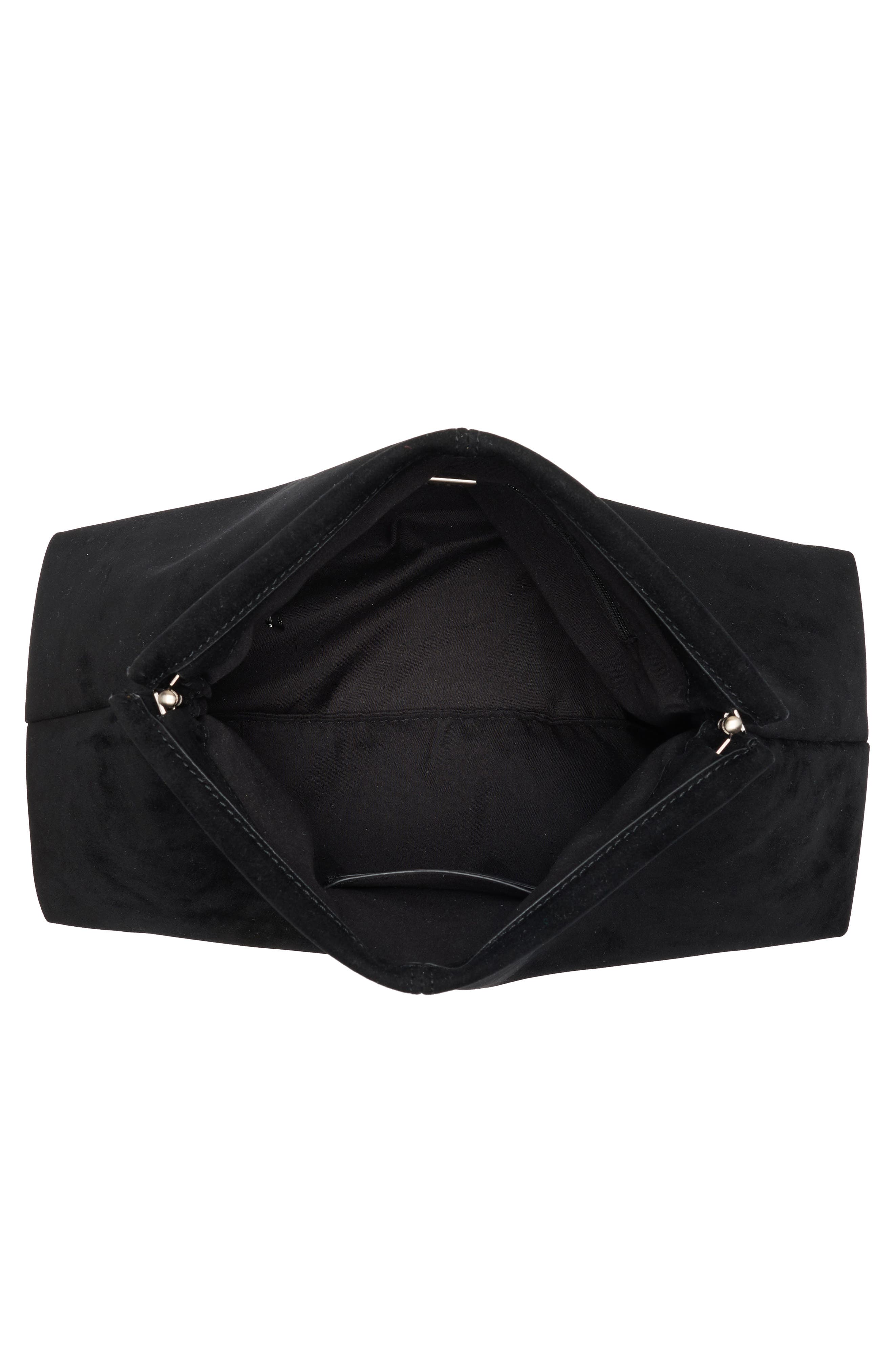 BCBG Faux Suede Clutch, Alternate, color, Black