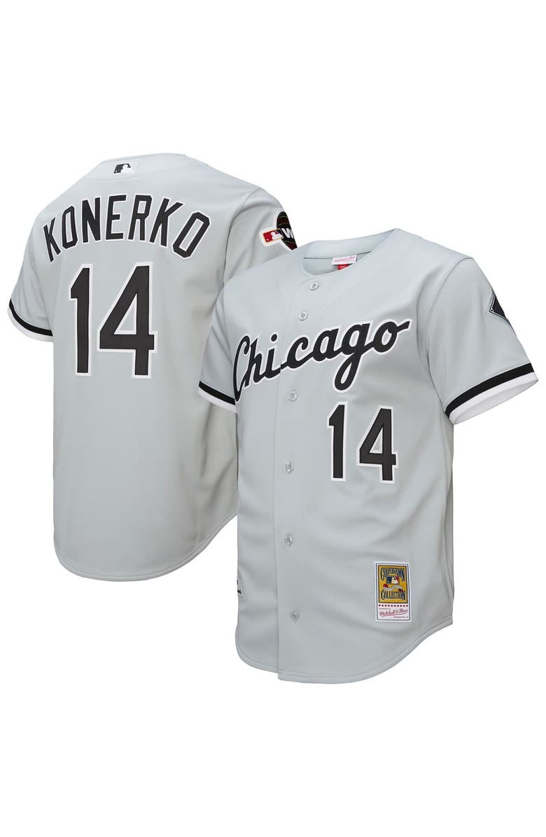 Mitchell & Ness Men's Mitchell & Ness Paul Konerko Gray Chicago White Sox 2005 Throwback Authentic Jersey, Main, color,