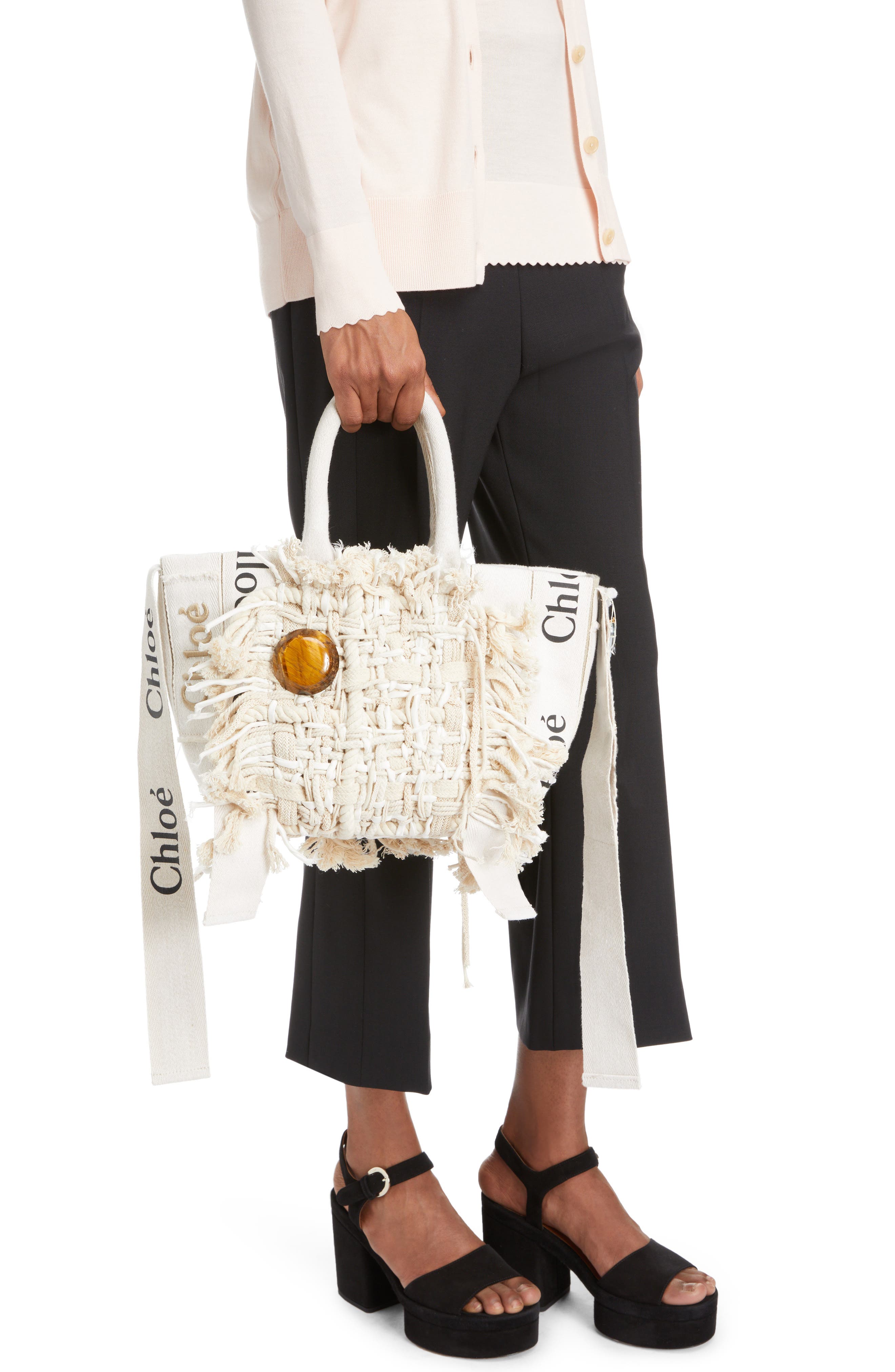 Chloé Medium Woody Woven Patch Tote, Alternate, color, 