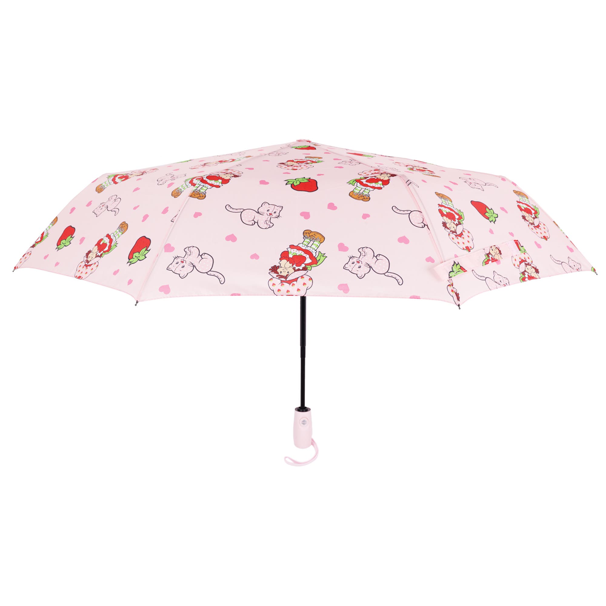 Strawberry Shortcake Heart Print Compact Umbrella in Pink 