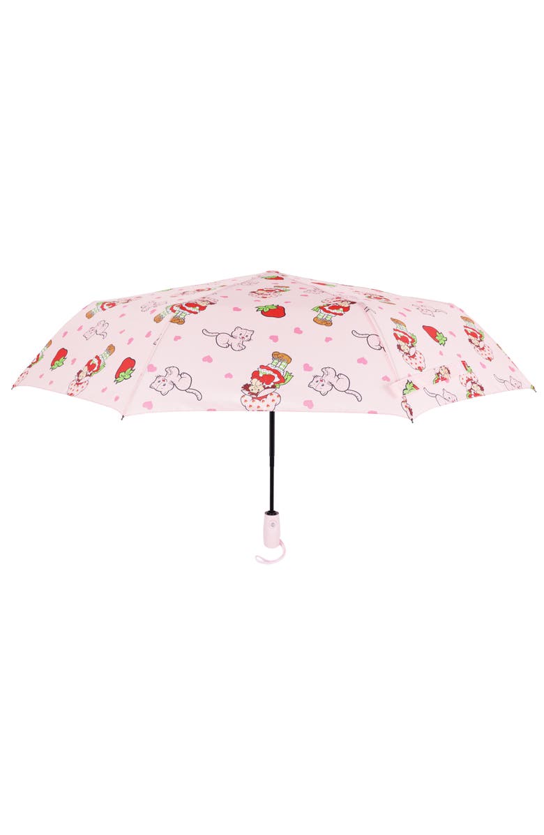 Strawberry Shortcake Heart Print Compact Umbrella, Main, color, 