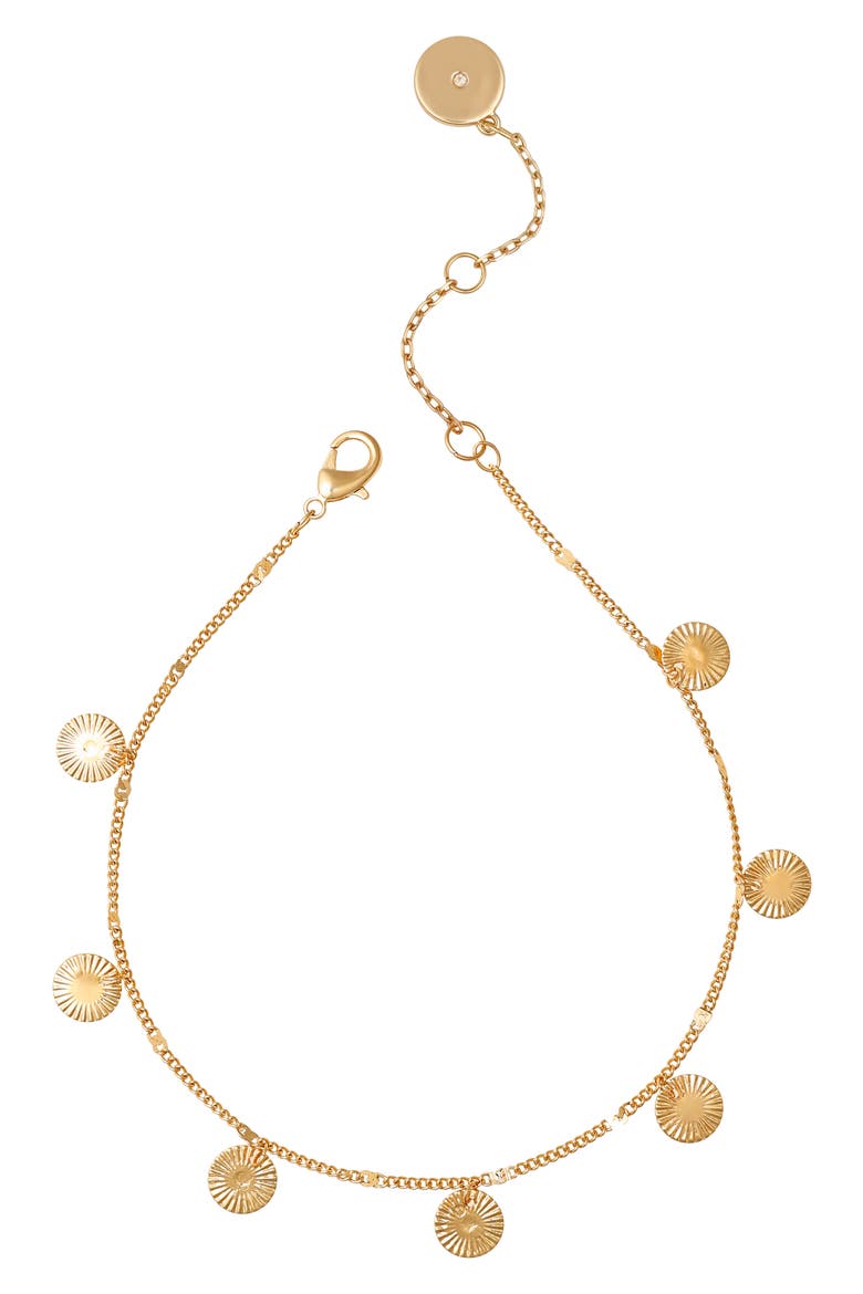 Round Charm Anklet, Main, color, GOLD TONE
