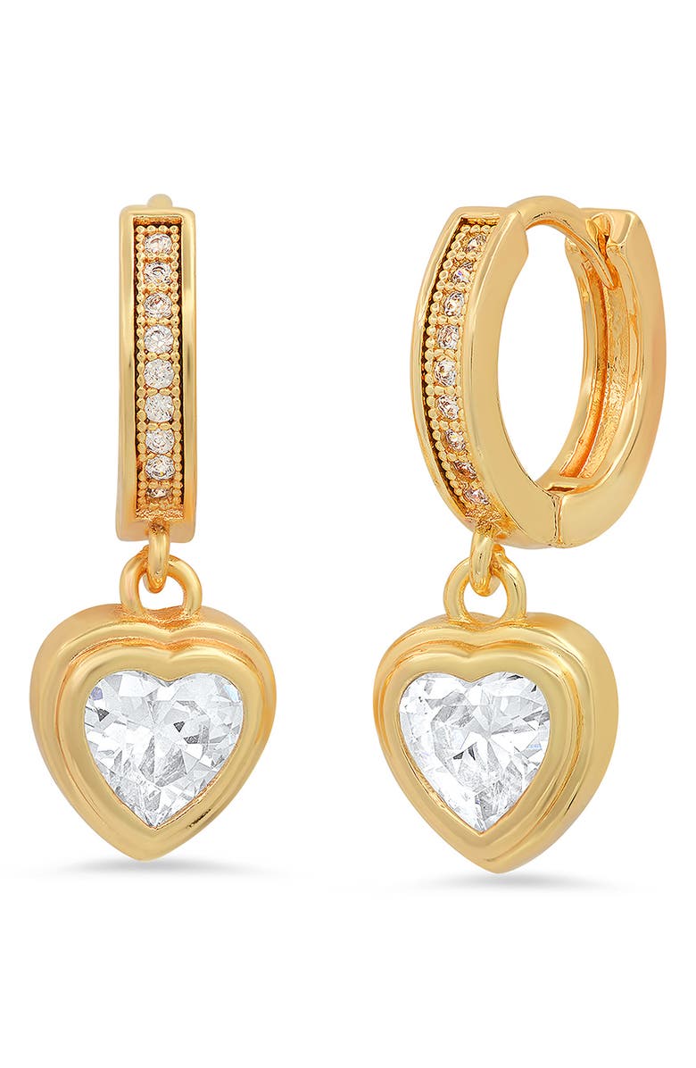 HMY JEWELRY 18K Gold Plated Crystal Hoop Earrings, Main, color,