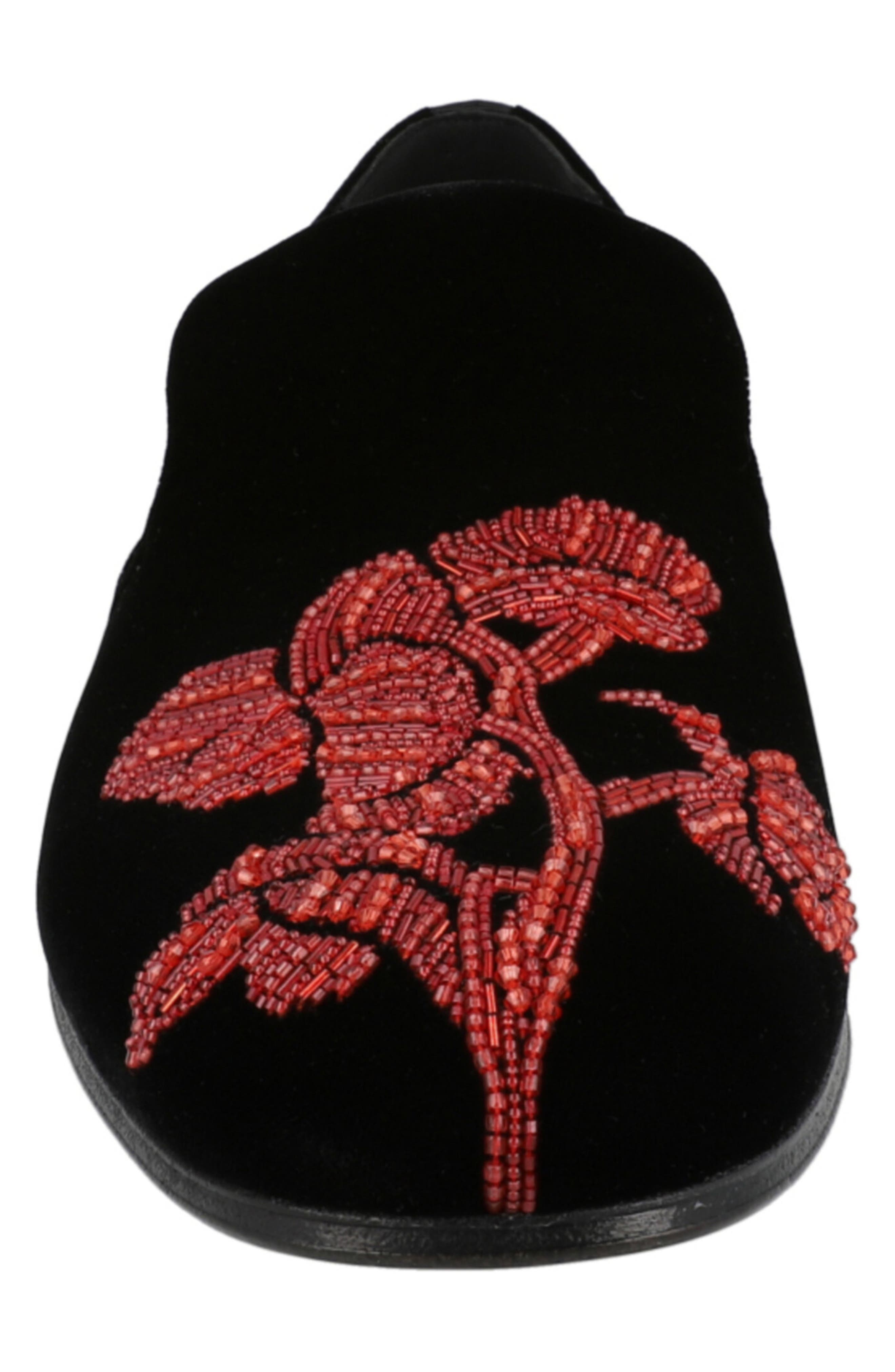 Alexander McQueen Puma Beaded Orchid Velvet Loafer, Alternate, color, Black Red