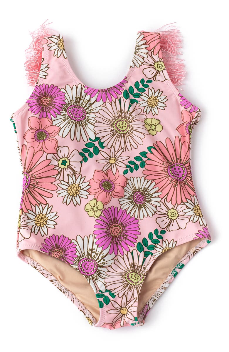 Shade Critters Kids' Retro Blossom Fringe Back One-Piece Swimsuit, Main, color,