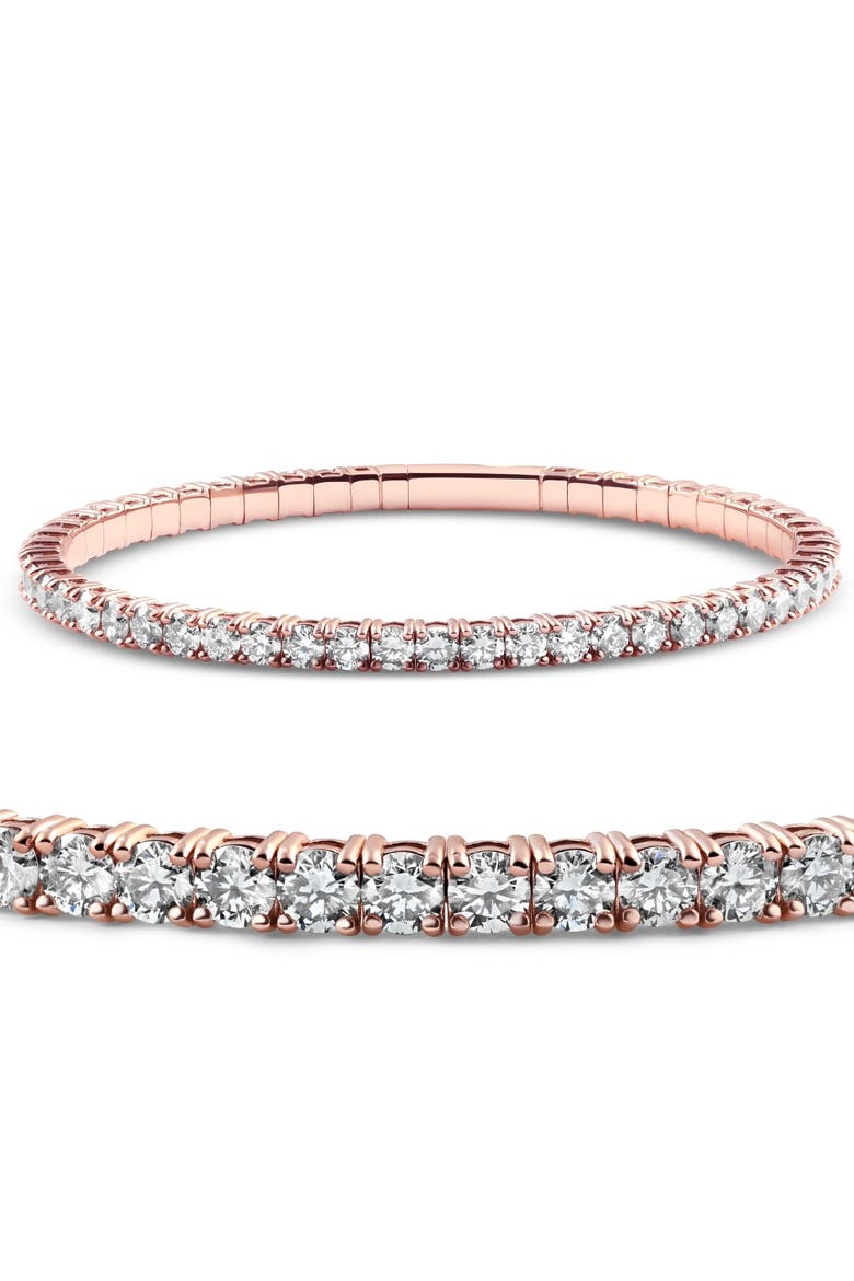 2 - 10Ct TW Flexible Diamond Bangle Tennis Bracelet Lab Grown 14k Gold, Main, color, Rose Gold - 7Ct