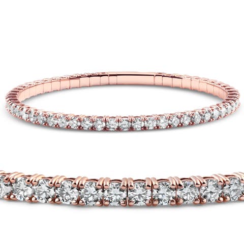 2 - 10Ct TW Flexible Diamond Bangle Tennis Bracelet Lab Grown 14k Gold