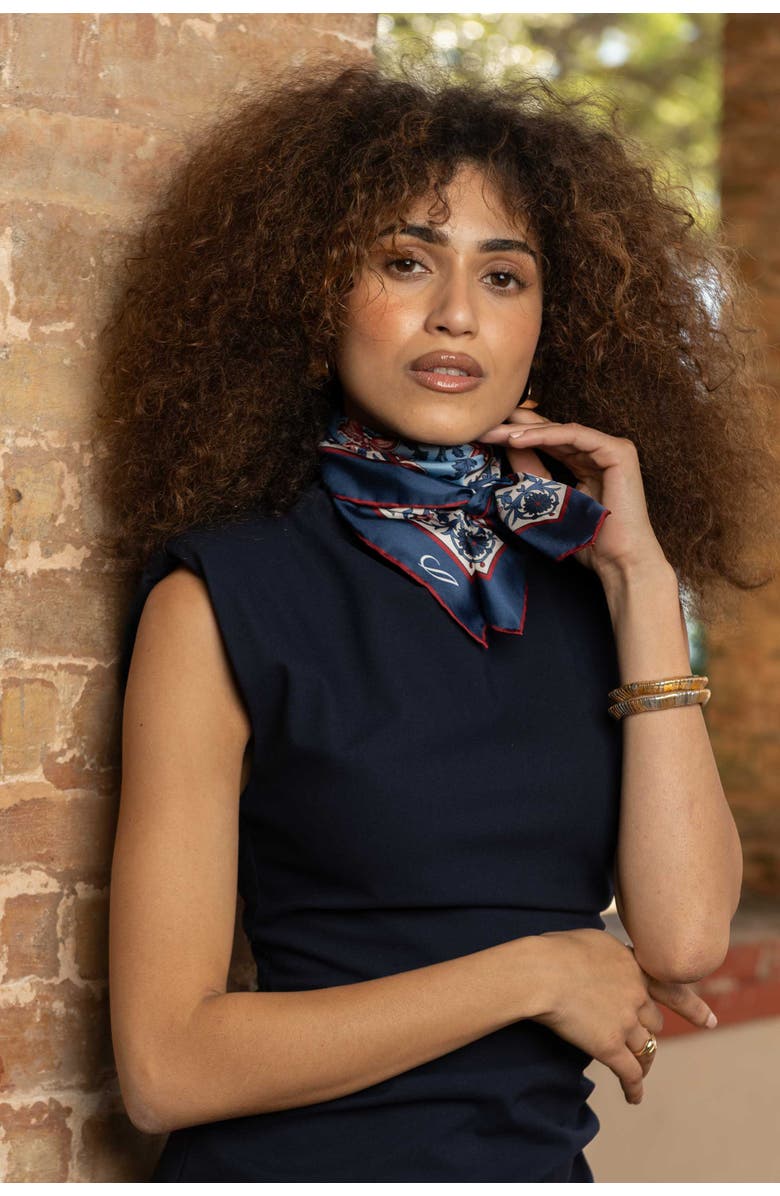 Elizabetta Carrara - Hand Rolled Silk Neckerchief for Men, Alternate, color, Blue And Pink