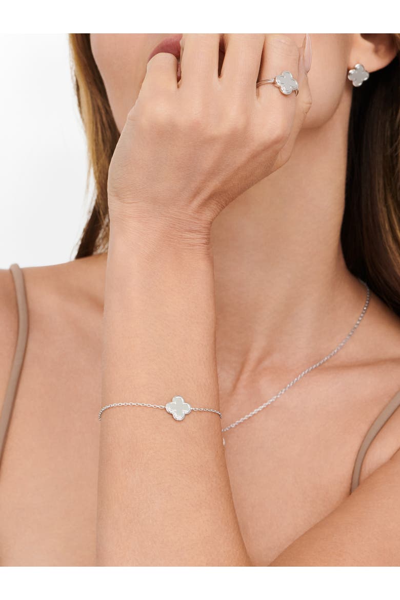 Clover Chain Bracelet in Rhodium Plated Sterling Silver, Alternate, color, Silver