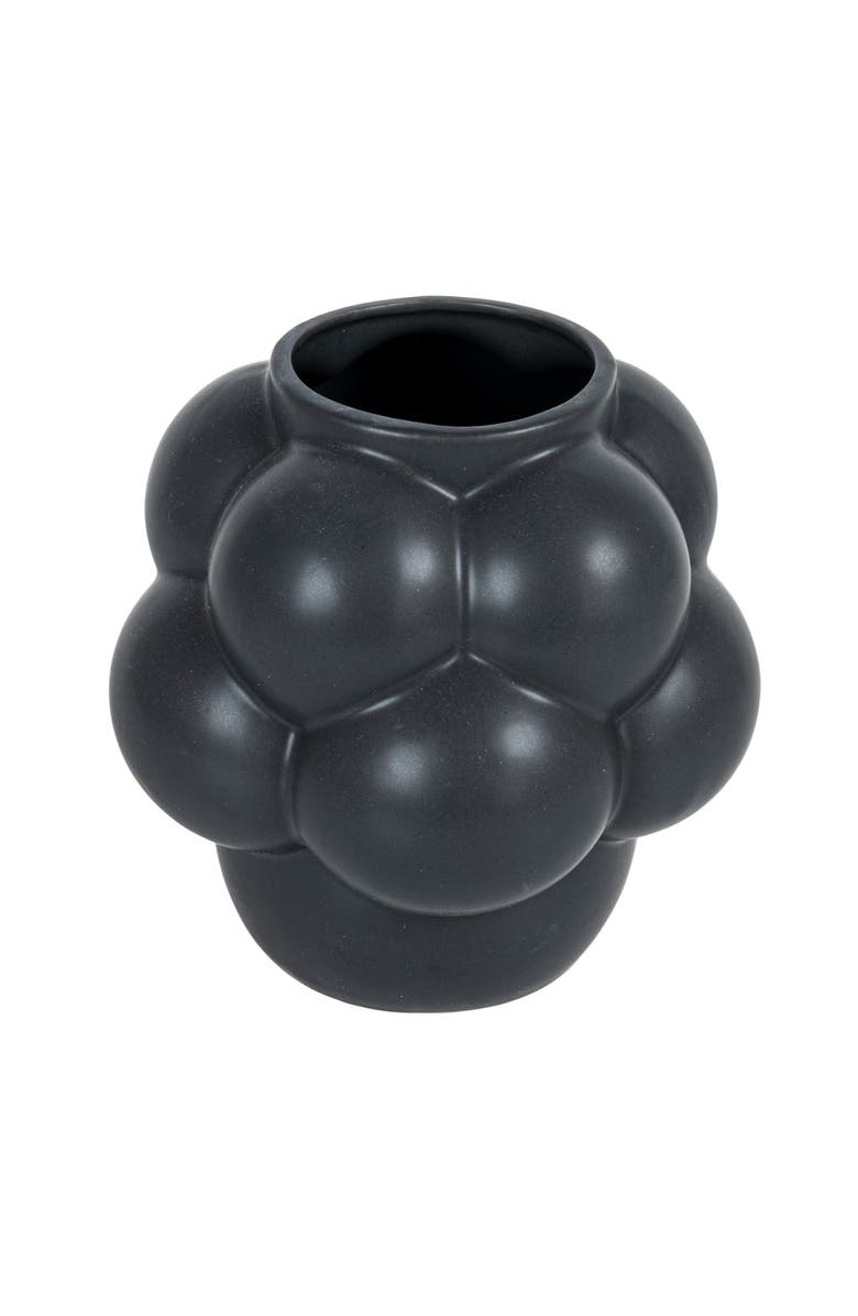 Storied Home Decorative Stoneware Vase with Raised Dots and Matte Finish, Black, Main, color, Black