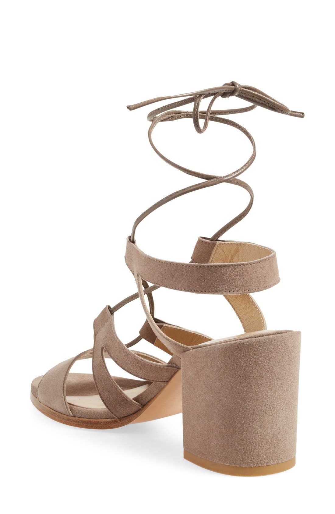 Stuart Weitzman 'Tiegirlbingo' Wraparound Lace Sandal, Alternate, color, 