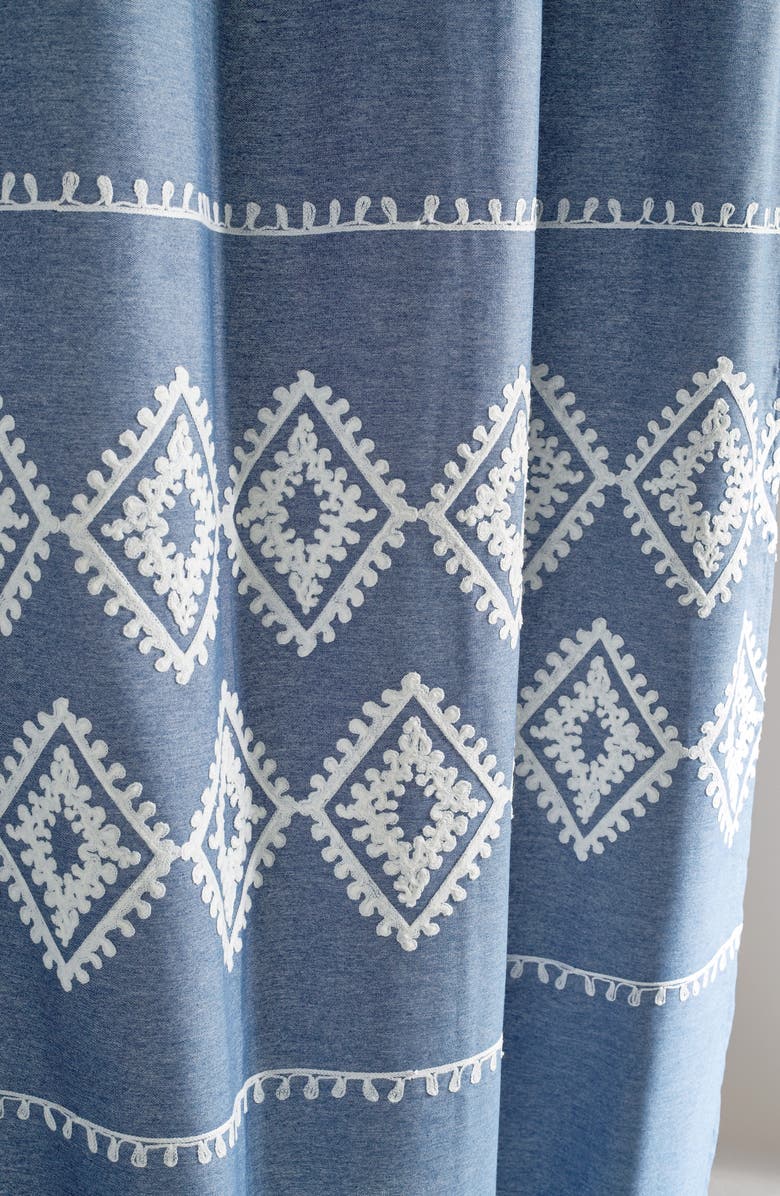 Peri Home Geo Embroidered Chambray Shower Curtain, Alternate, color,
