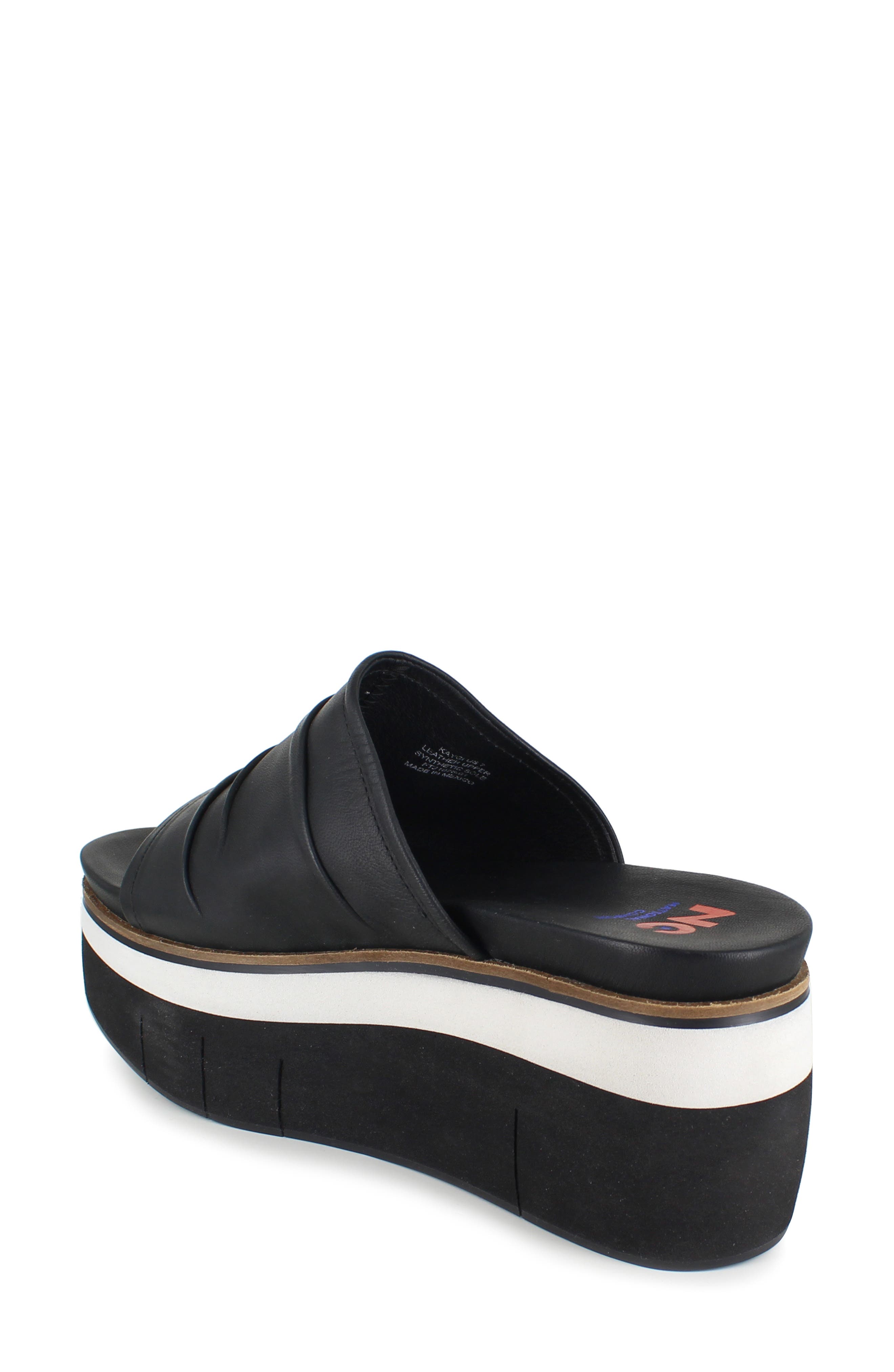 National Comfort Kayci Scrunched Platform Slide Sandal, Alternate, color, Black Leather
