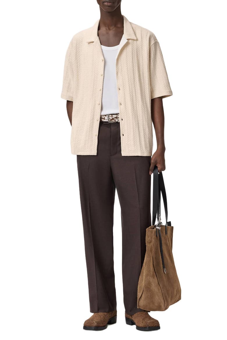 Trace Textured Cotton Camp Shirt, Alternate, color, COTTAGE WHITE