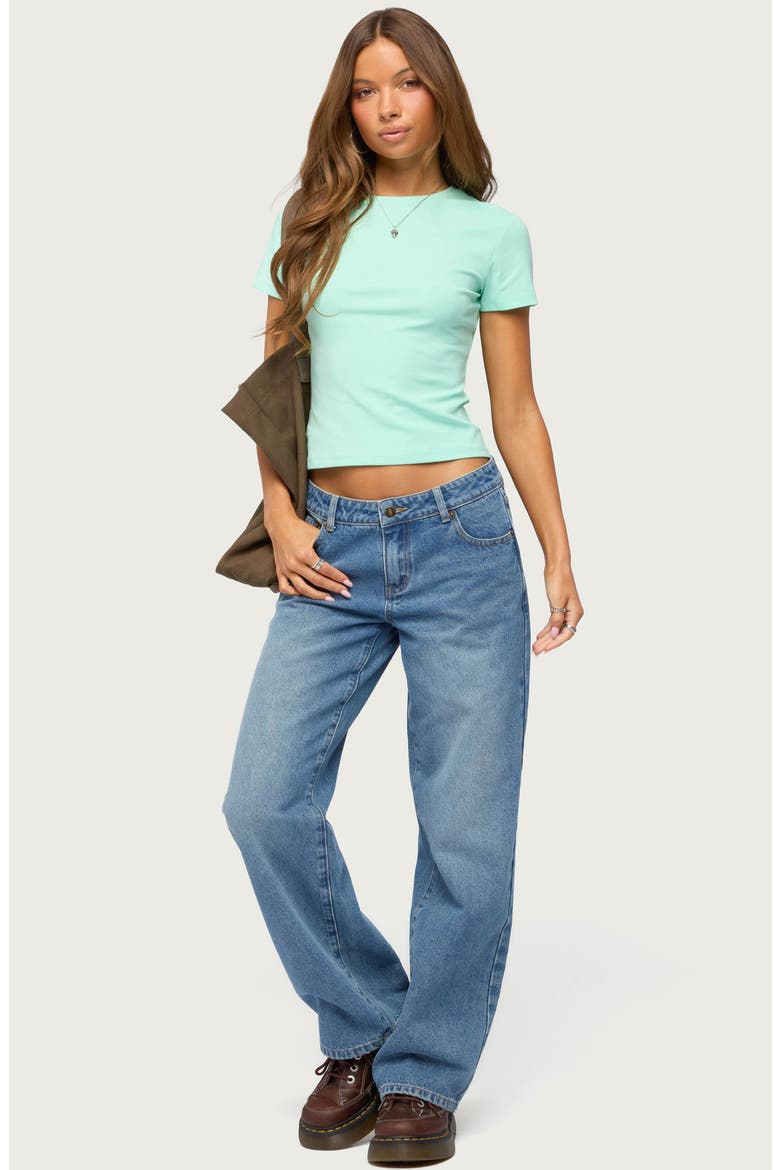 Marleaux Fitted Stretch Cotton T-Shirt, Alternate, color, AQUA
