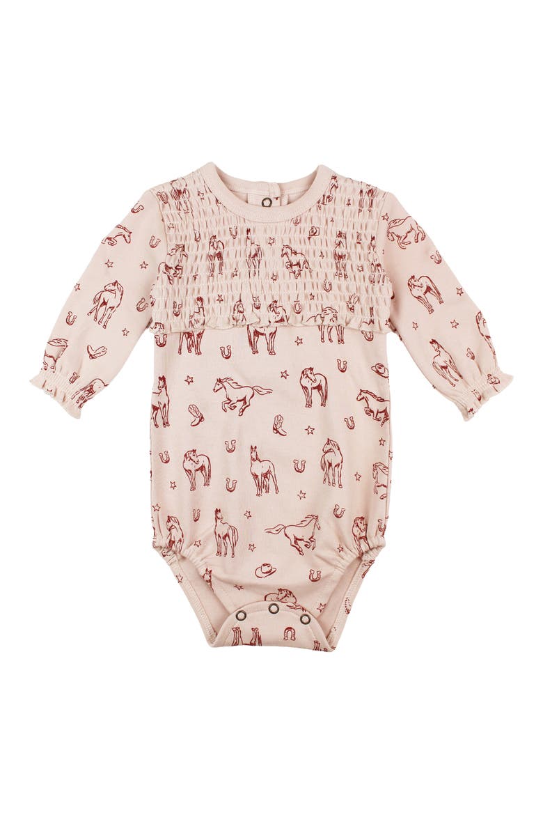 Organic Smocked Bodysuit, Main, color, RODEO ROSE