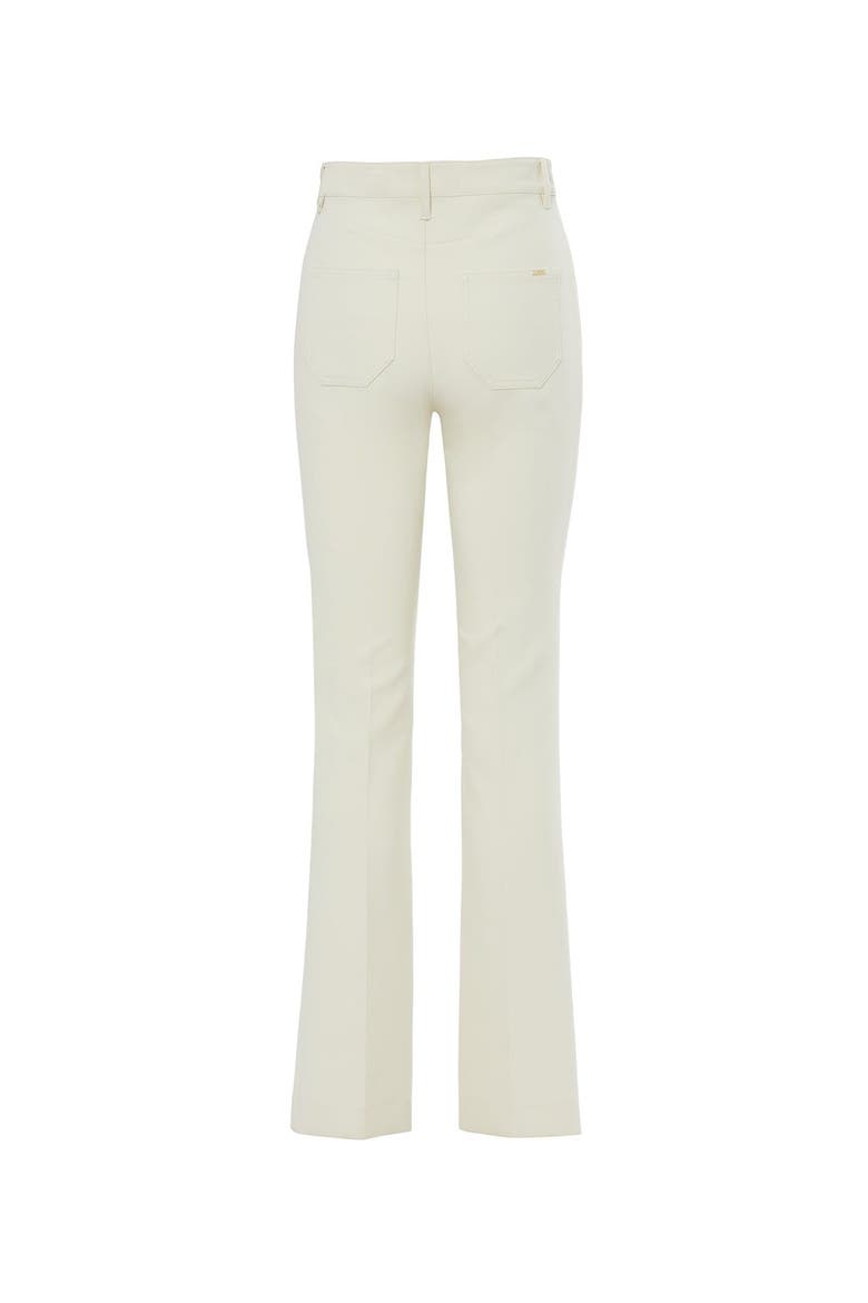 Topstitched Flared High-Waist Tailored Trousers, Alternate, color, Ecru