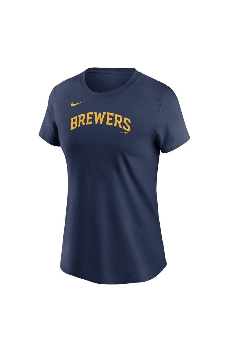 Nike Women's Nike Jackson Chourio Navy Milwaukee Brewers Cooperstown Collection Fuse Name & Number T-Shirt, Alternate, color, Navy