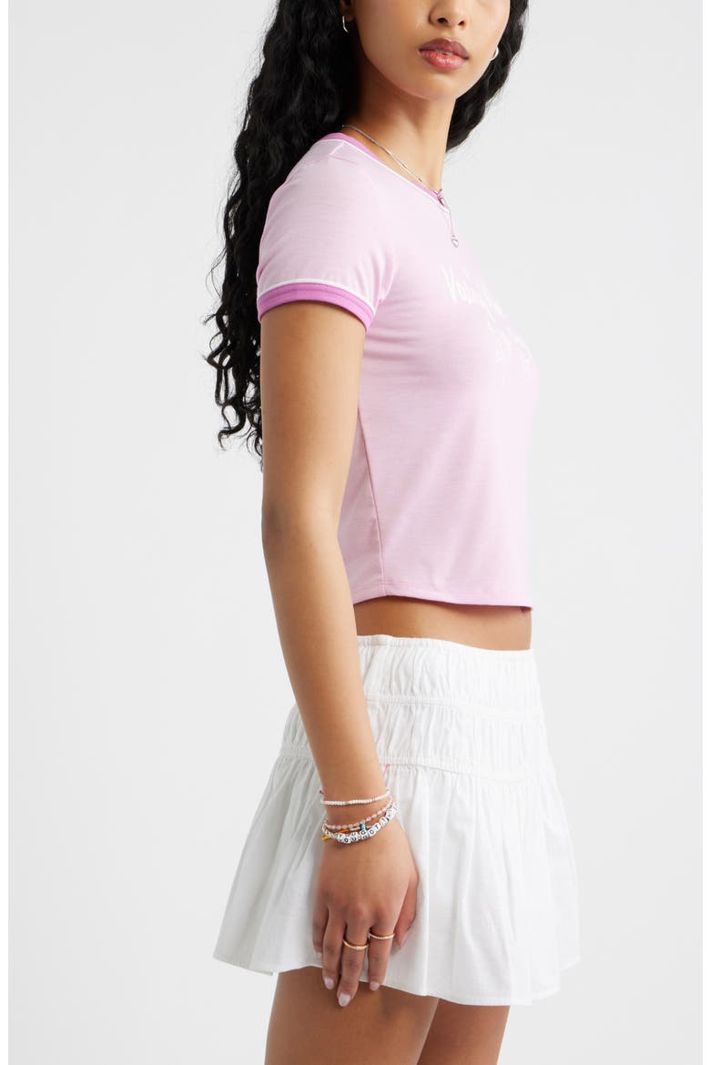 Ringer Crop Graphic Baby Tee, Alternate, color, PINK VACAY VIBES ONLY