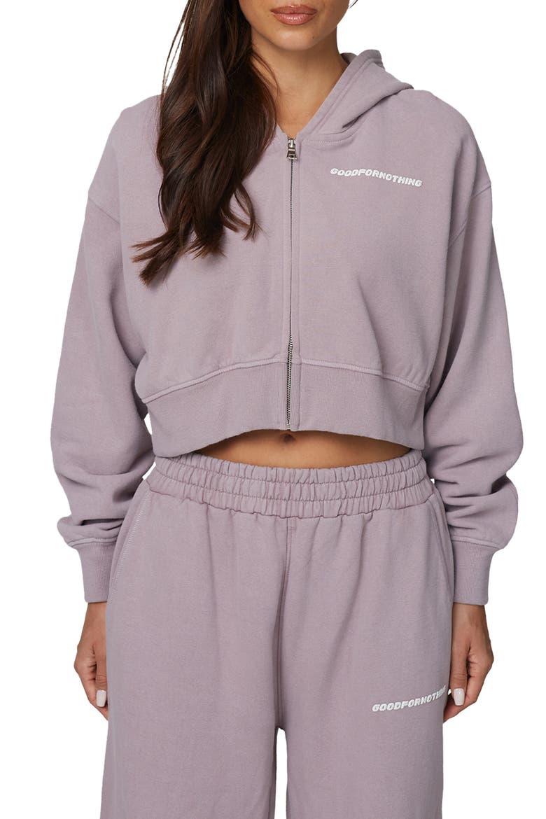 Essential Cropped Zip Hoodie, Main, color, Pink