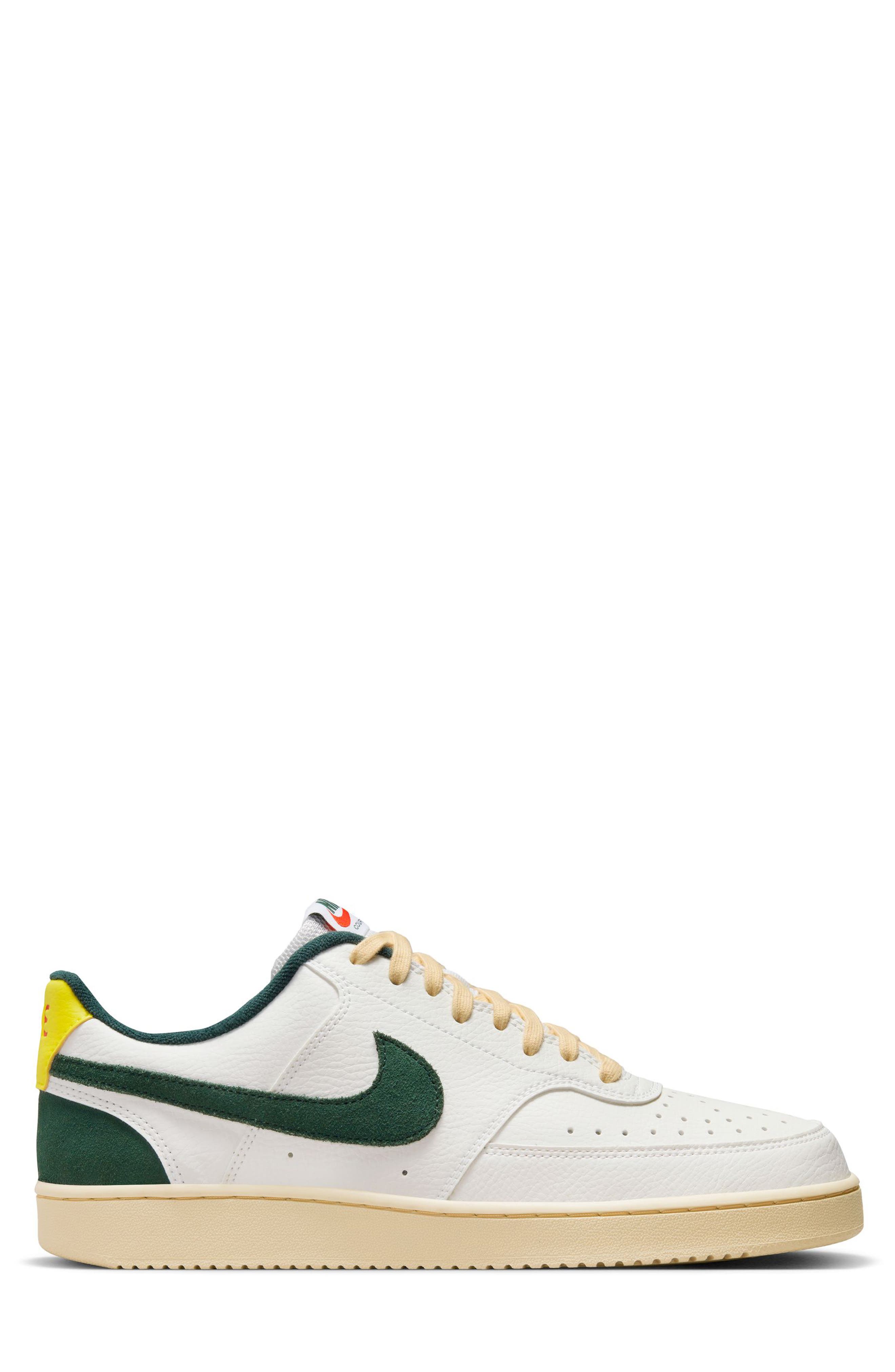 Nike Court Vision Low Sneaker, Alternate, color, Sail/ Pro Green/ Picante Red