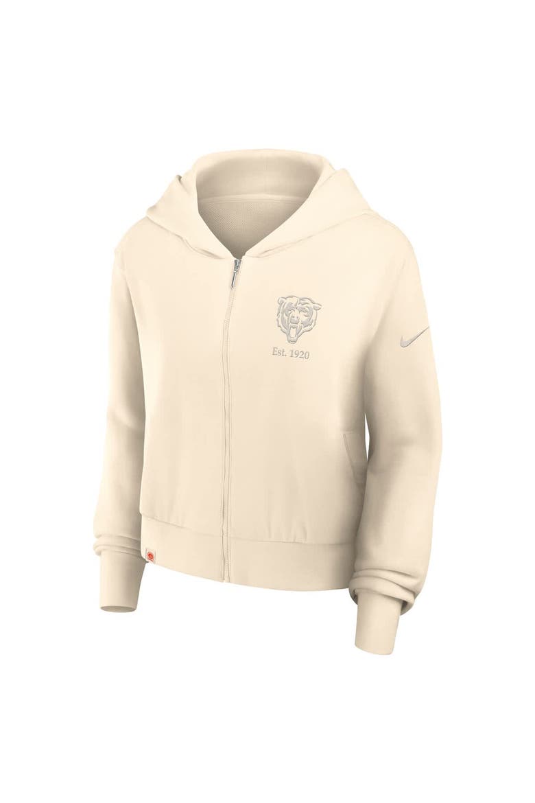 Women's Nike Cream Chicago Bears Glory Cropped Full-Zip Hoodie, Alternate, color, Cream