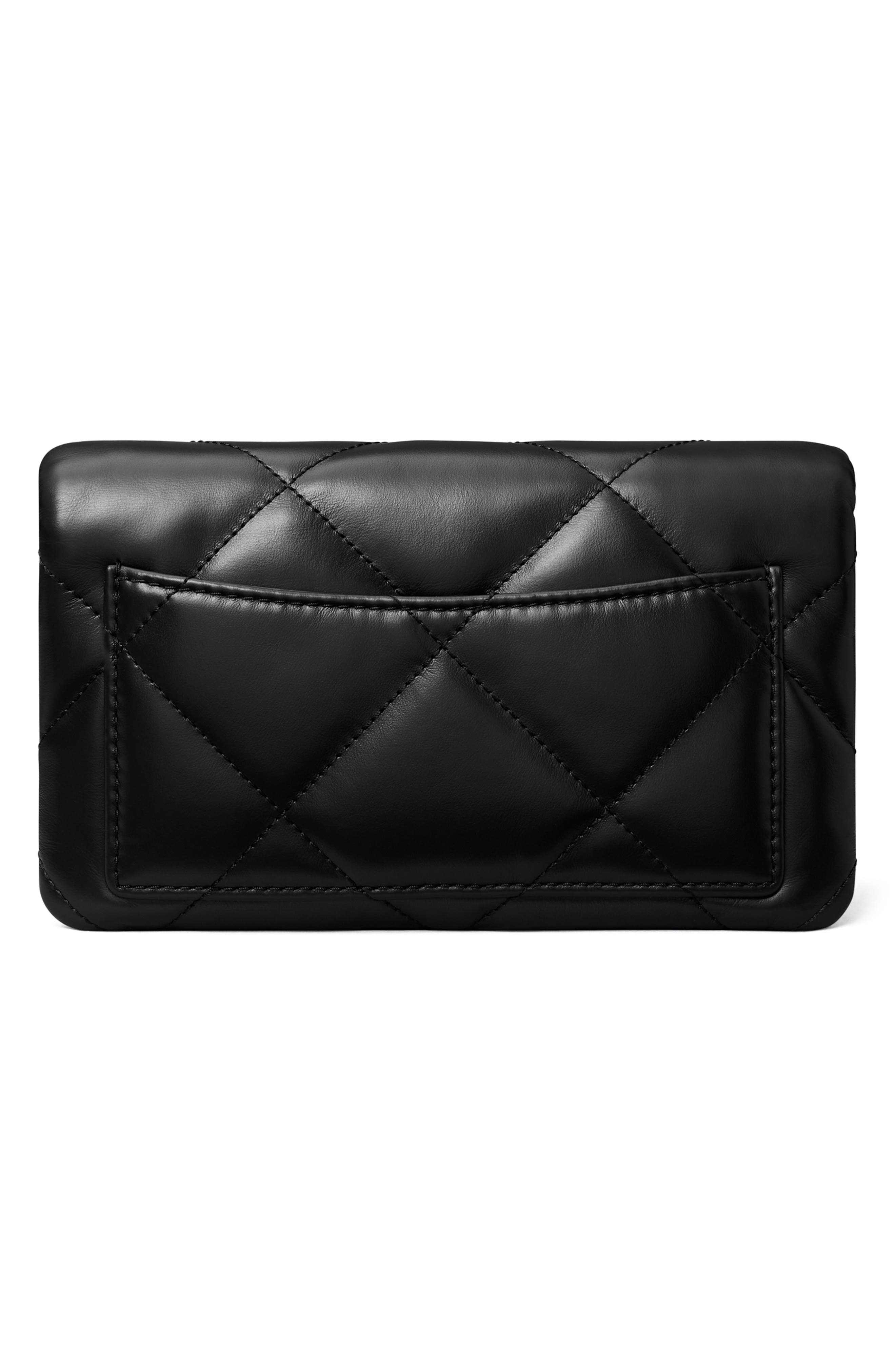 Kira Quilted Leather Wallet on a Chain, Alternate, color, BLACK