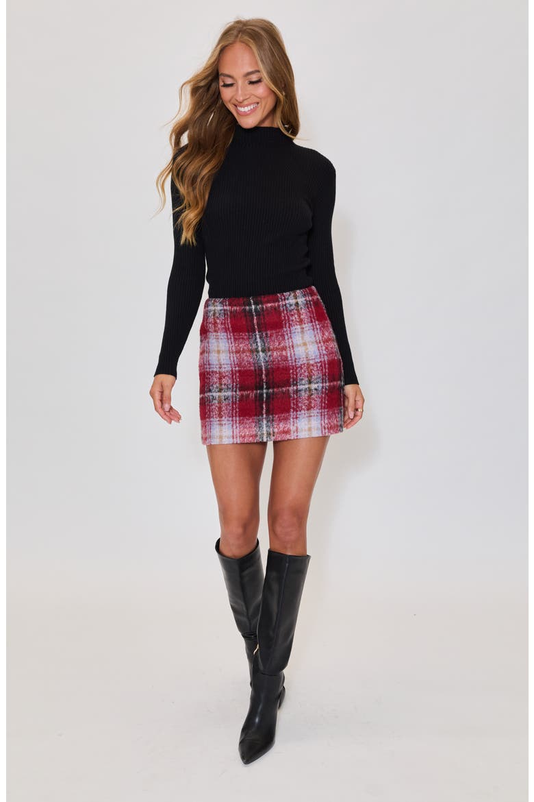 Margaret Plaid Miniskirt, Alternate, color, BURGUNDY MULTI