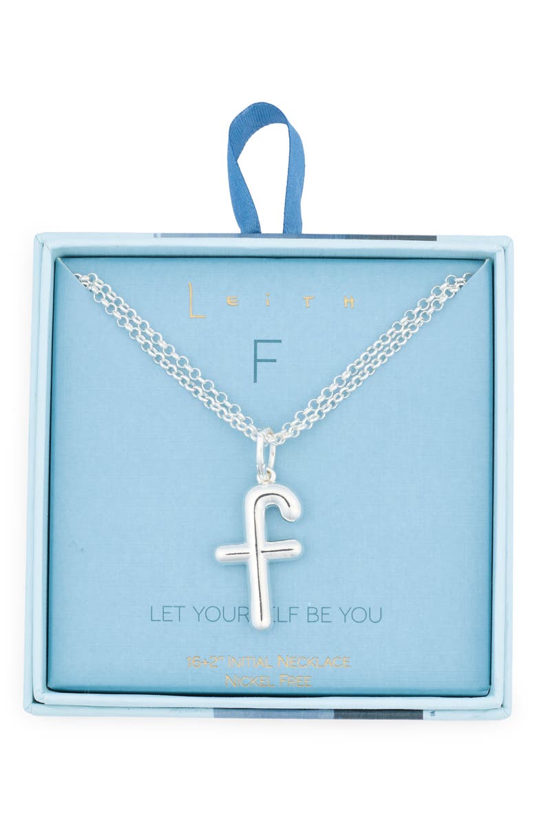 Leith Lowercase Initial Bubble Pendant Necklace, Main, color, F- Silver