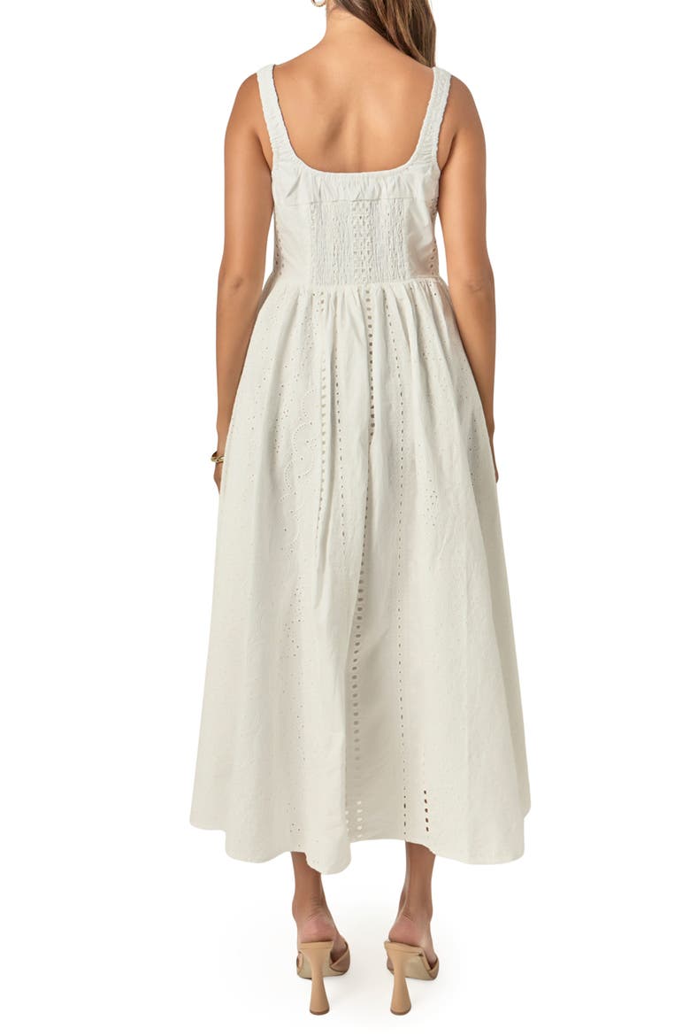 Embroidered Tie Detail Sleeveless Cotton Maxi Dress, Alternate, color, WHITE