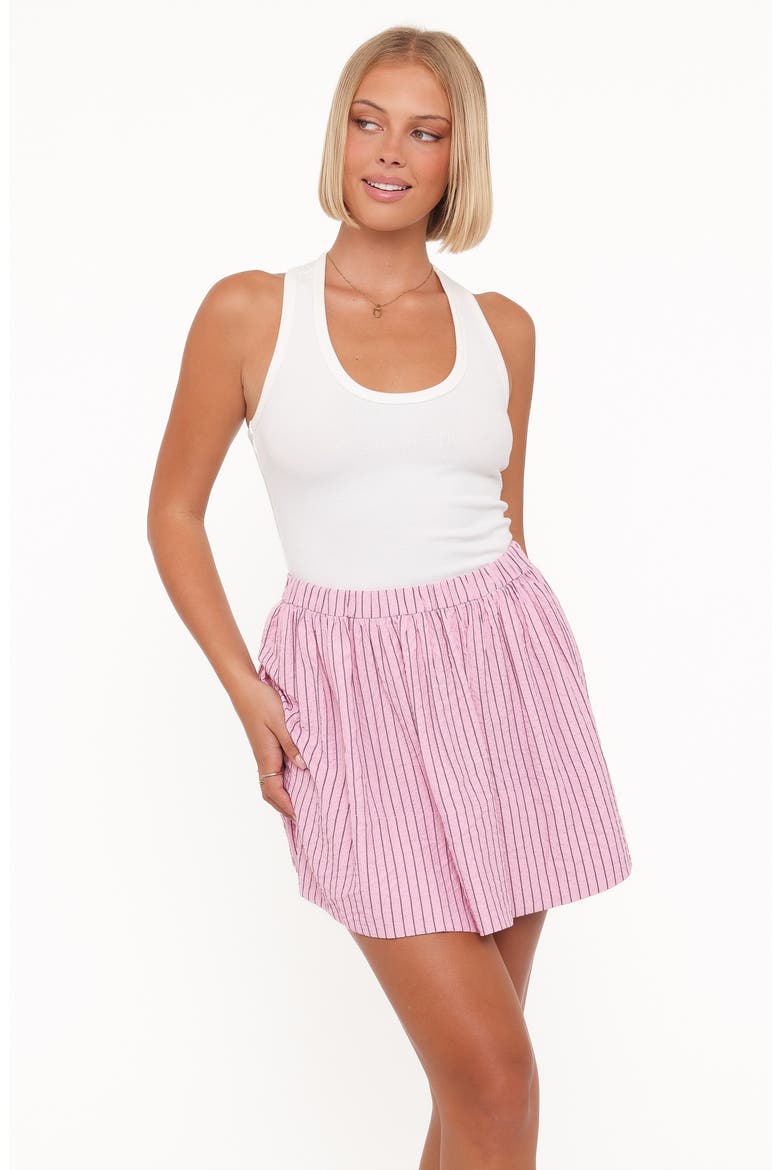 Domital Stripe Cotton A-Line Miniskirt, Alternate, color, PINK WHITE STRIPE