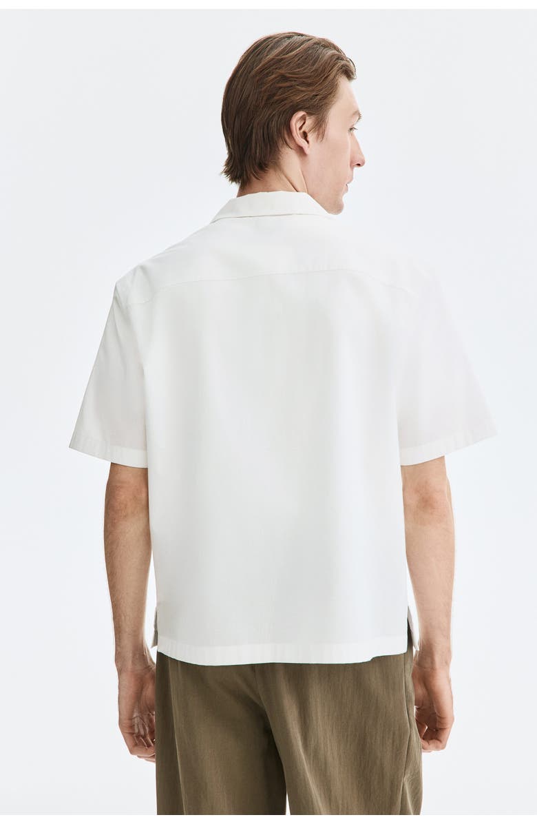 H&M Relaxed Fit Embroidered-motif Resort Shirt, Alternate, color, White/Palm Trees