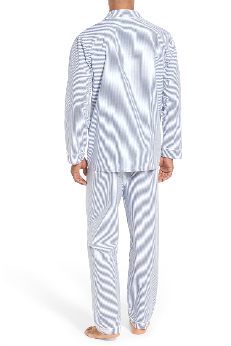 Stripe Cotton Pajamas, Alternate, color, NAVY
