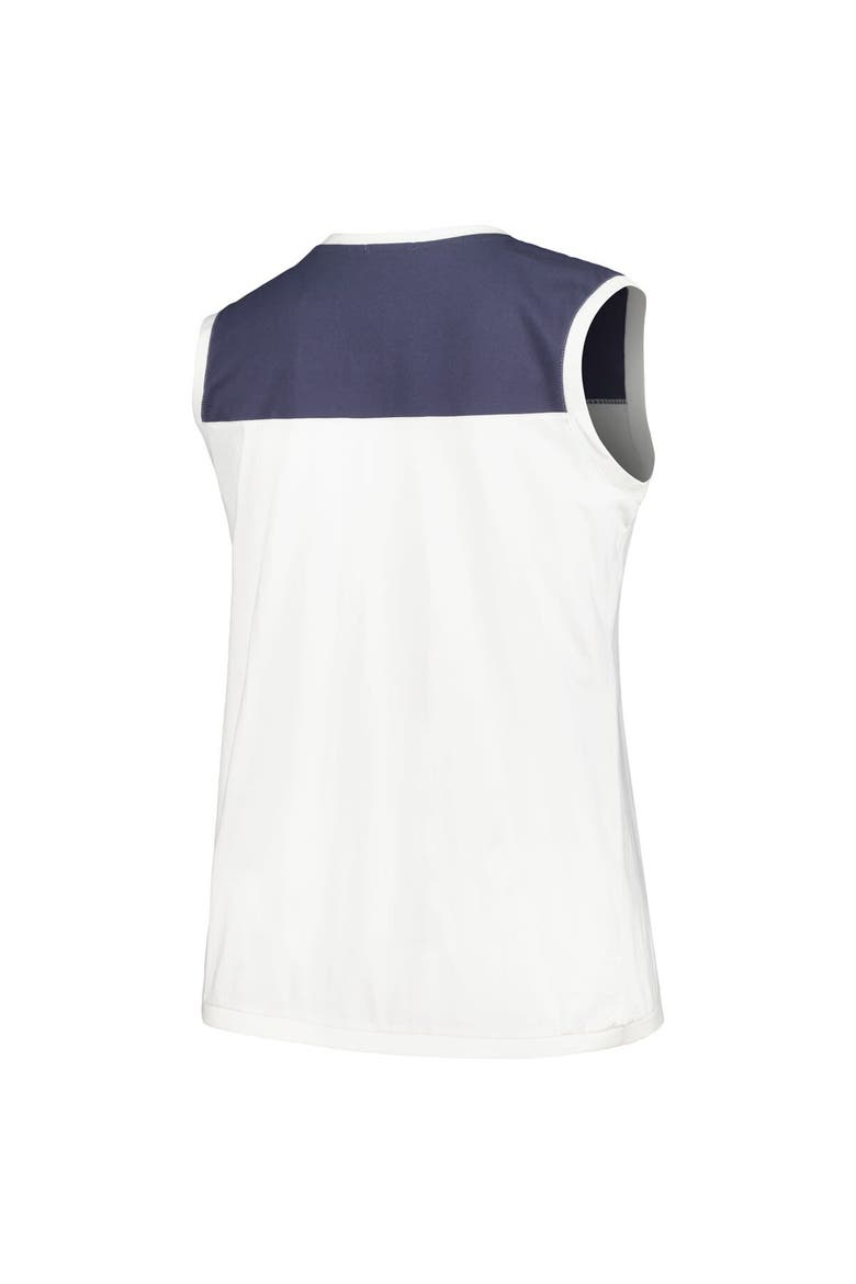 Women's '47 White/Navy Tampa Bay Rays Plus Size Waist Length Muscle Tank Top, Alternate, color, White