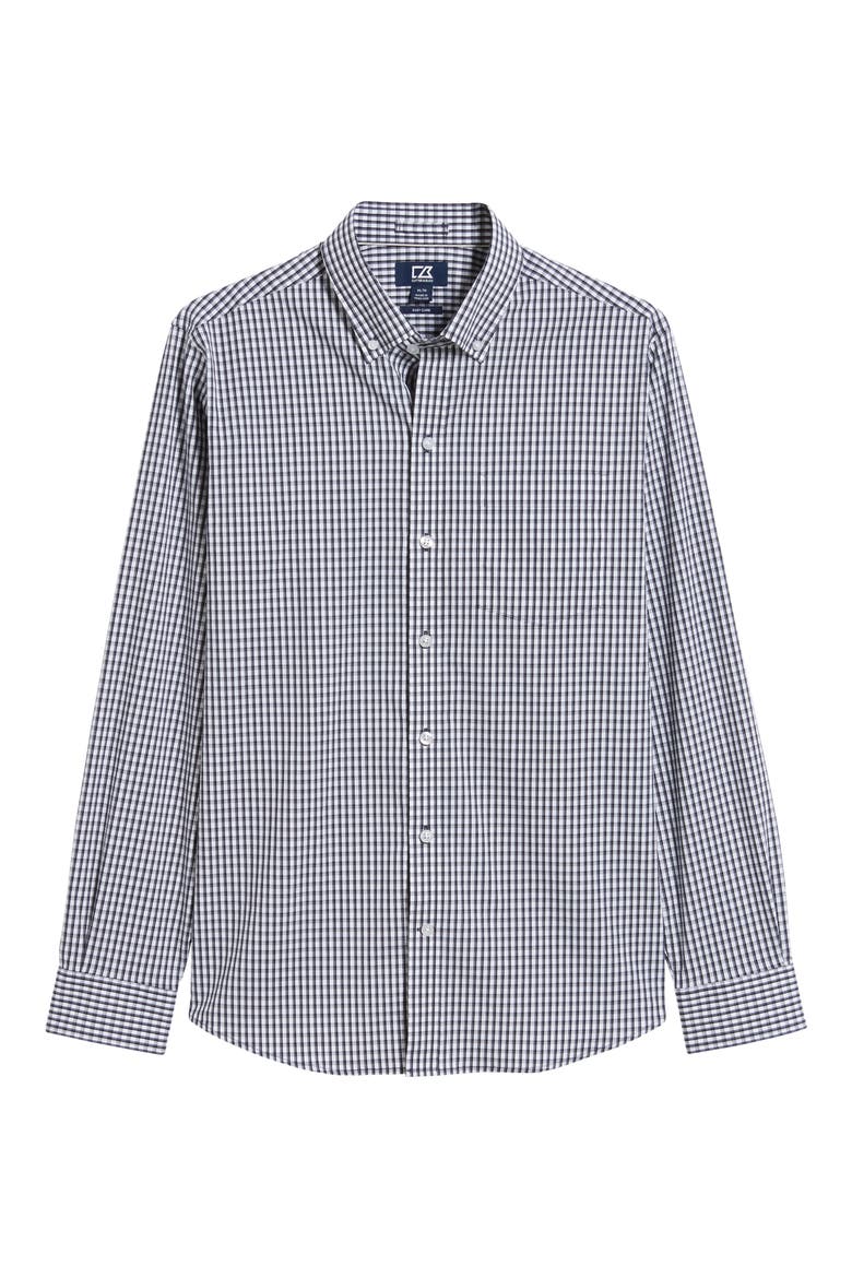 Cotton Blend Gingham Shirt, Alternate, color, LIBERTY NAVY