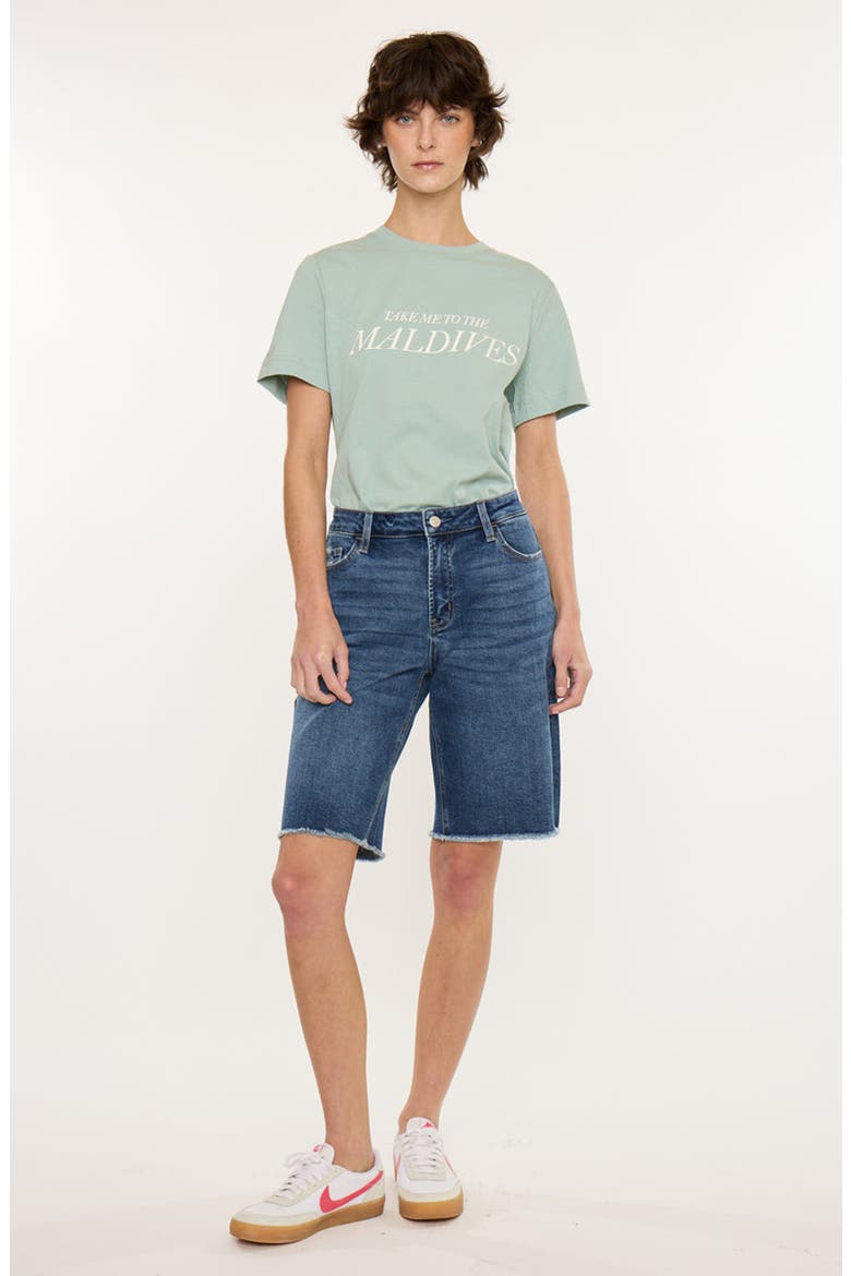 Arley Essentials Mid Rise Denim Jorts, Alternate, color, Dark Wash