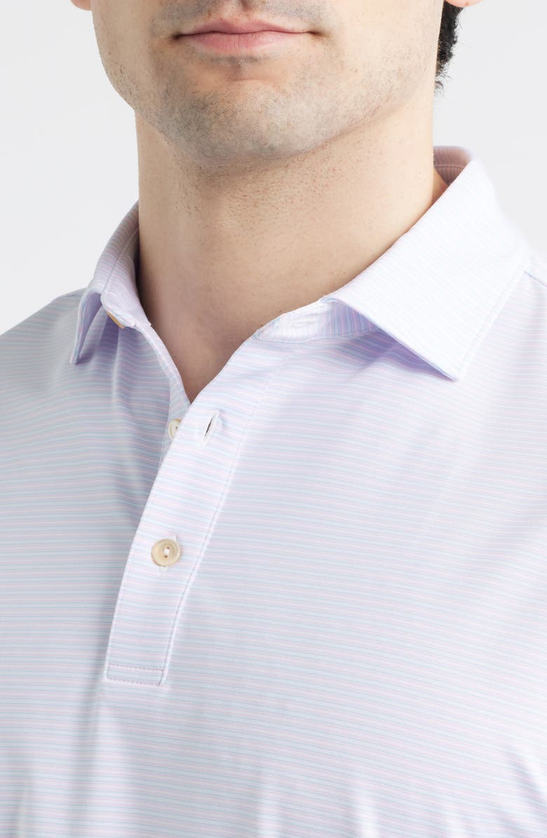 Peter Millar Harrington Performance Jersey Polo, Alternate, color, White / Stream Blue