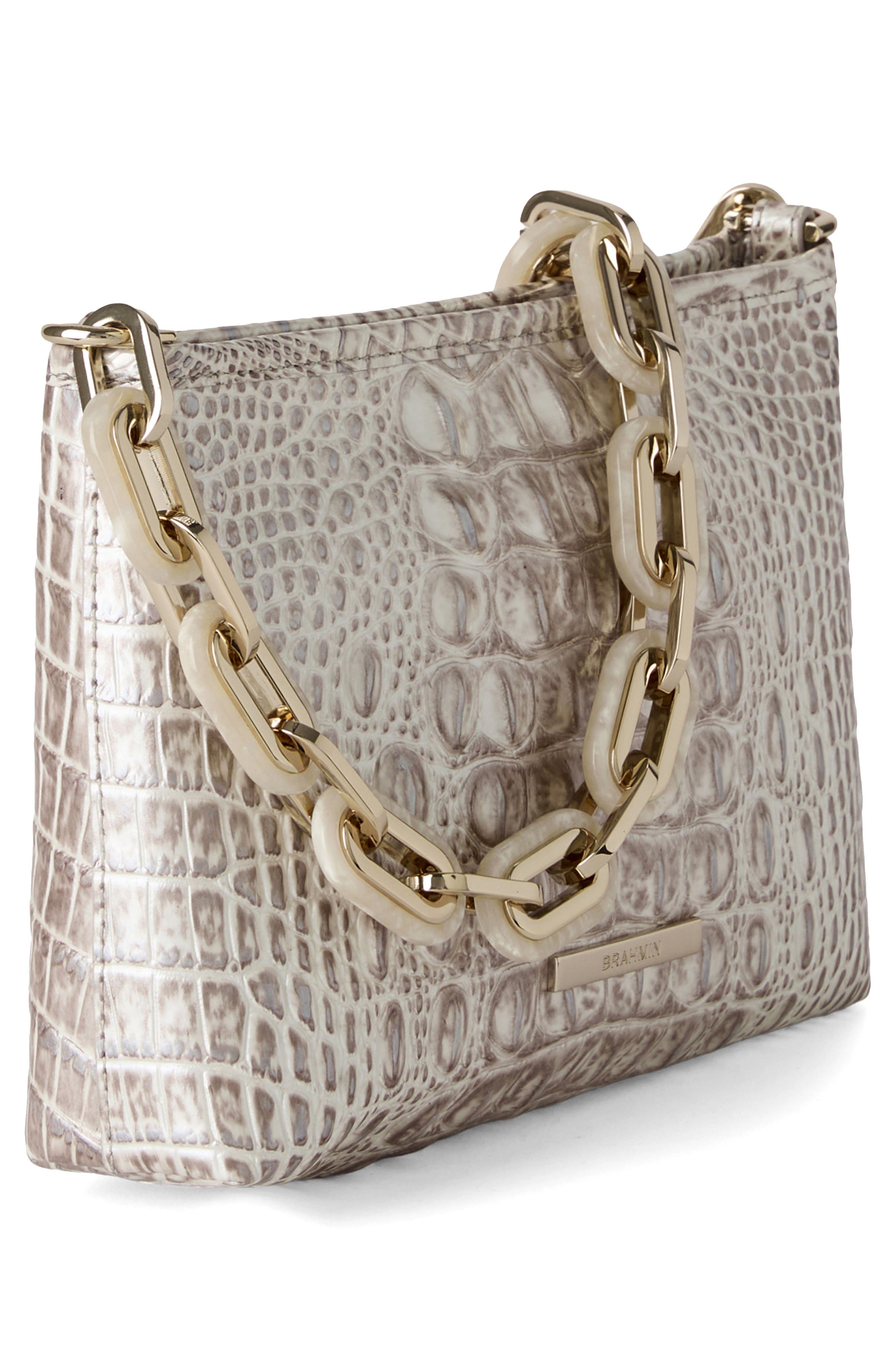 Brahmin Mod Lorelei Croc Embossed Leather Shoulder Bag, Alternate, color, Pristine Melbourne