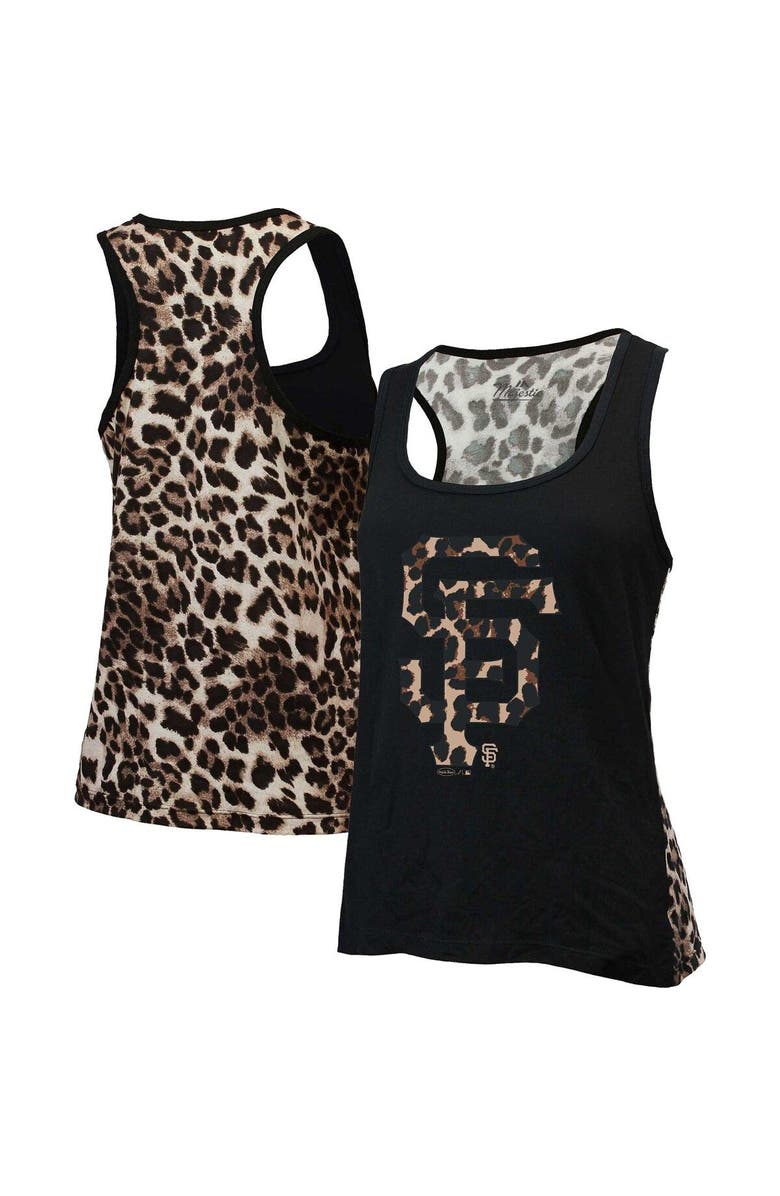 Majestic Threads Women's Majestic Threads Black San Francisco Giants Leopard Tank Top, Main, color, 